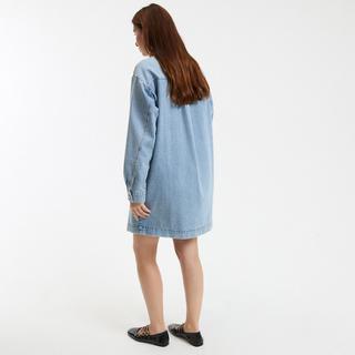 La Redoute Collections Robe droite en jean manches longues  