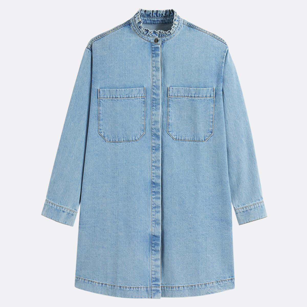 La Redoute Collections Robe droite en jean manches longues  