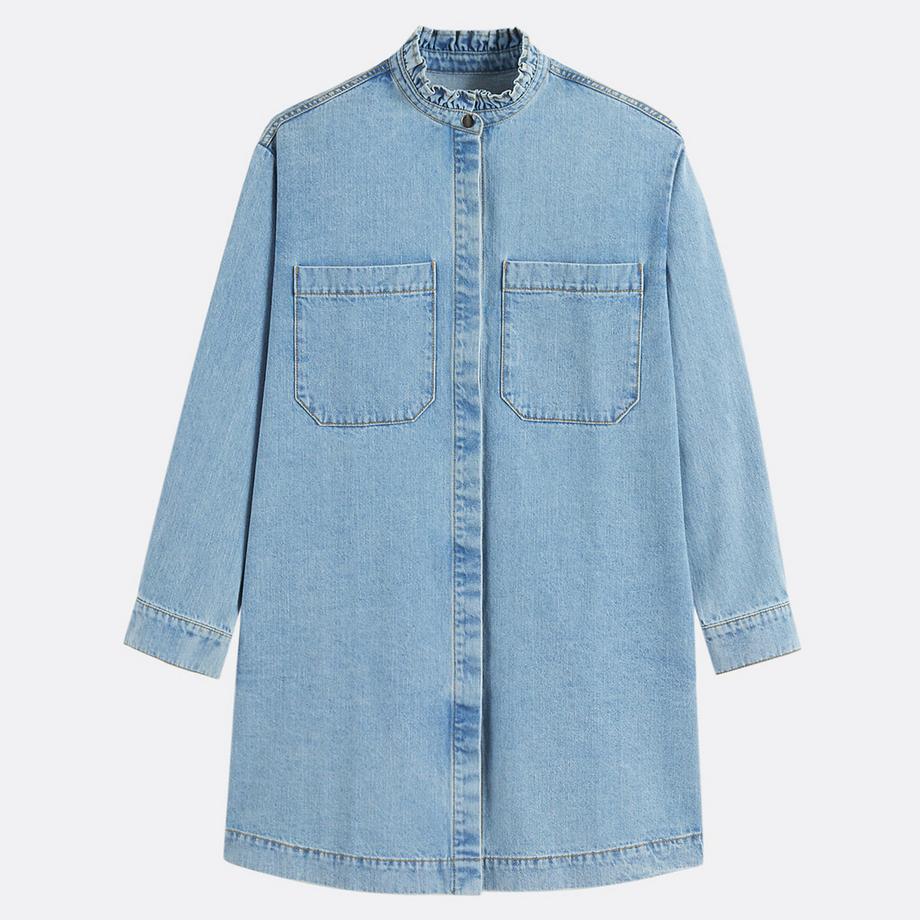 La Redoute Collections Robe droite en jean manches longues  