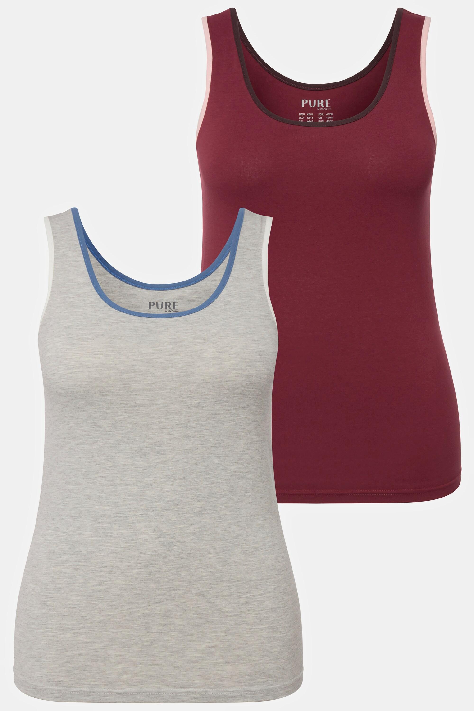 Ulla Popken  Tanktops, 2er-Pack, Rundhals, ärmellos, Biobaumwolle 