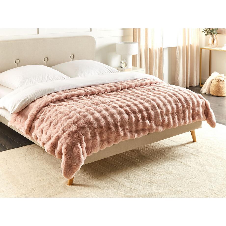 Beliani Salka Couverture Douillette Classique en Fausse Fourrure  