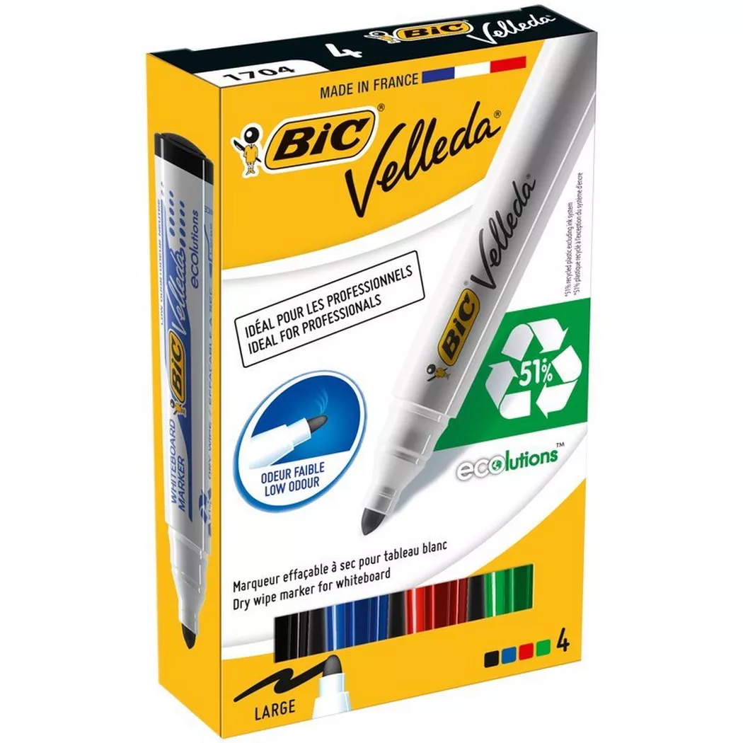 BiC Velleda 1701 White Board Marker Assorted (Pack of 4)