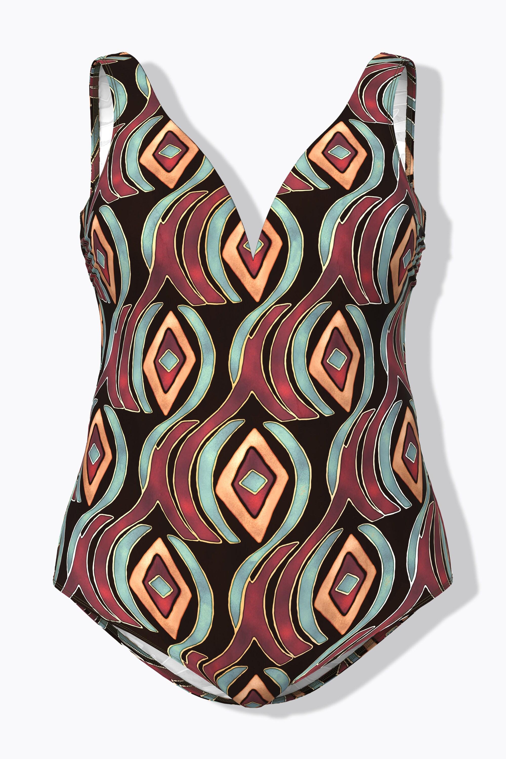 Ulla Popken Costume da bagno Stampa grafica Coppe morbide Riciclato  