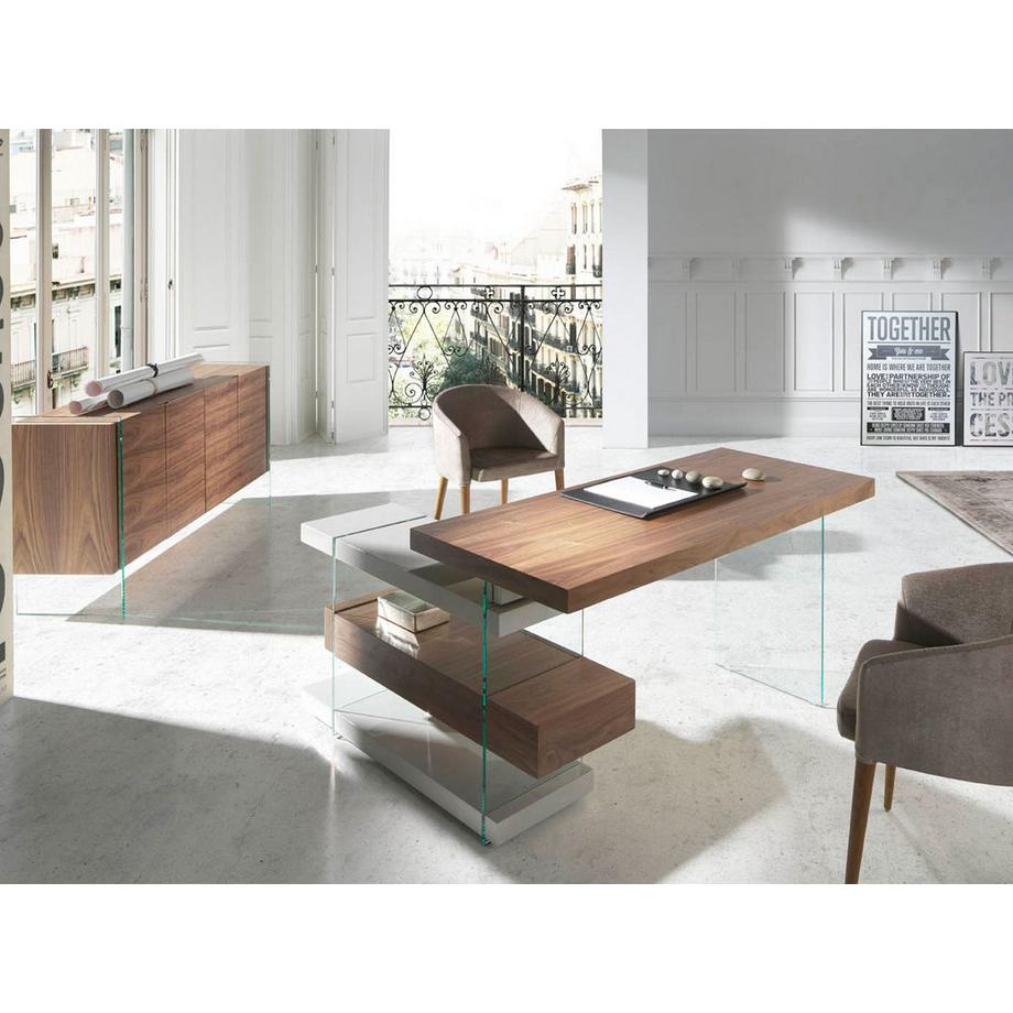 ANGEL CERDA Credenza in noce e vetro temperato  