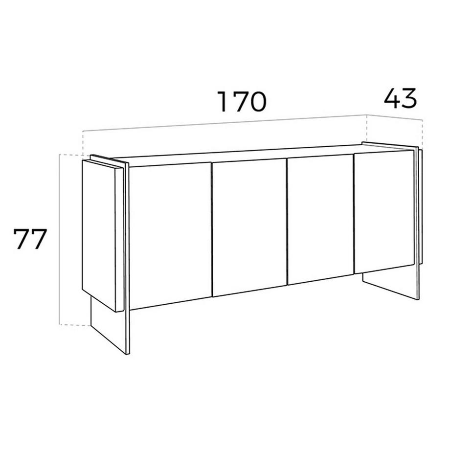 ANGEL CERDA Sideboard aus Nussbaum und gehärtetem Glas  