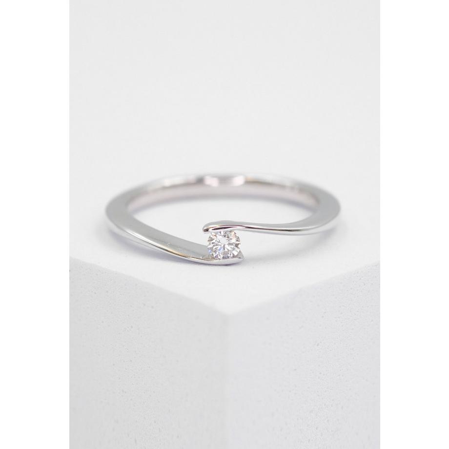 MUAU Schmuck  Bague Solitaire Diamant 0.10ct. or blanc 750 