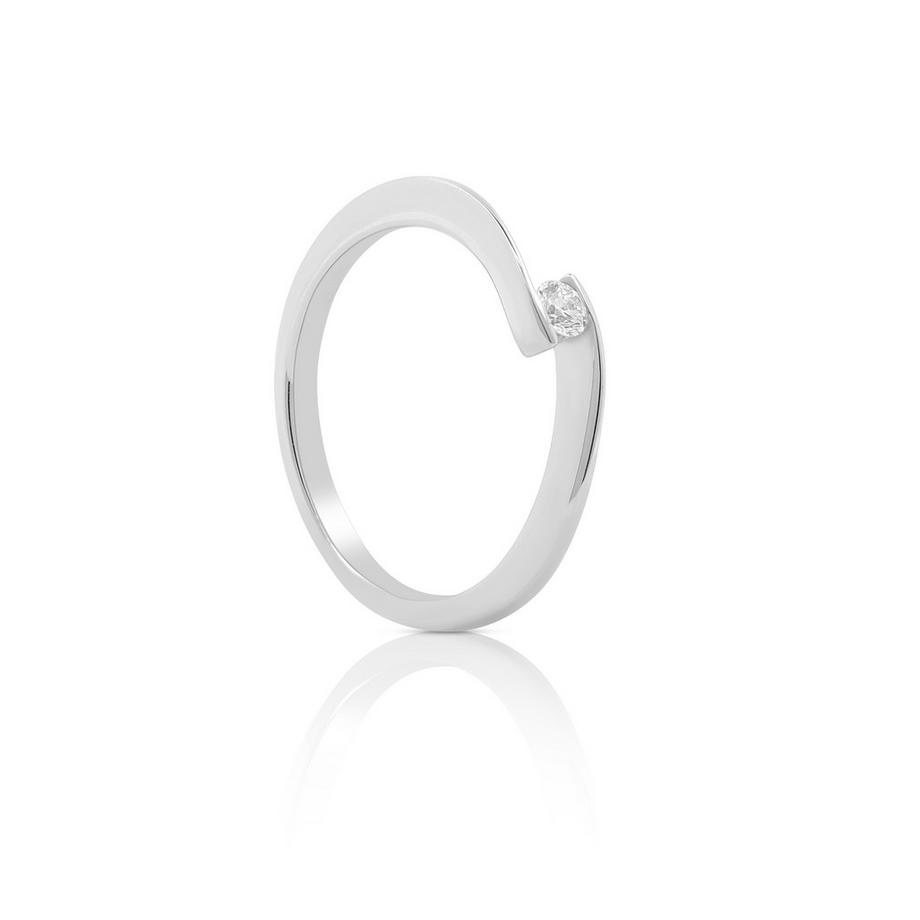 Solitaire Ring Diamant 0.10ct. Weissgold 750