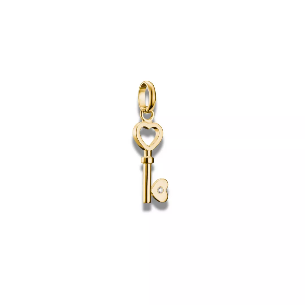 THOMAS SABO Charm Club Connect Gold Plated Heart Key Charm CC1241-414-14