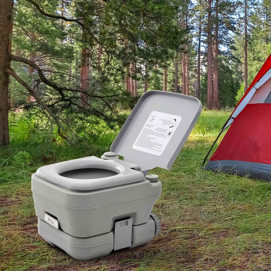 Toilettes de camping, toilettes de voyage pliables, max. capacité de Charge jusqu'à 200 kg, Toilettes Pliantes 10L, Toilettes sèches à séparation pour Camping, randonnée, Voyages, pêche, Gris