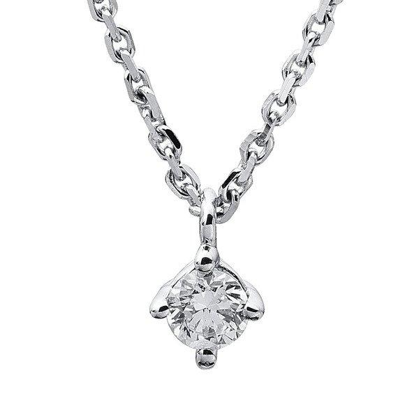 Collier 585/14k Weissgold Diamant 0.25ct. 42 Cm Unisex Silber 42cm