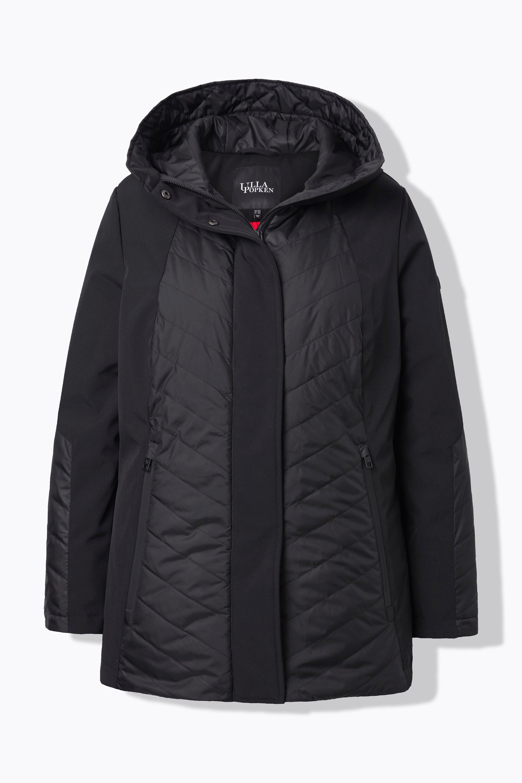Ulla Popken HYPRAR Giacca Softshell Trapuntata Idrorepellente Linea A con Cappuccio  