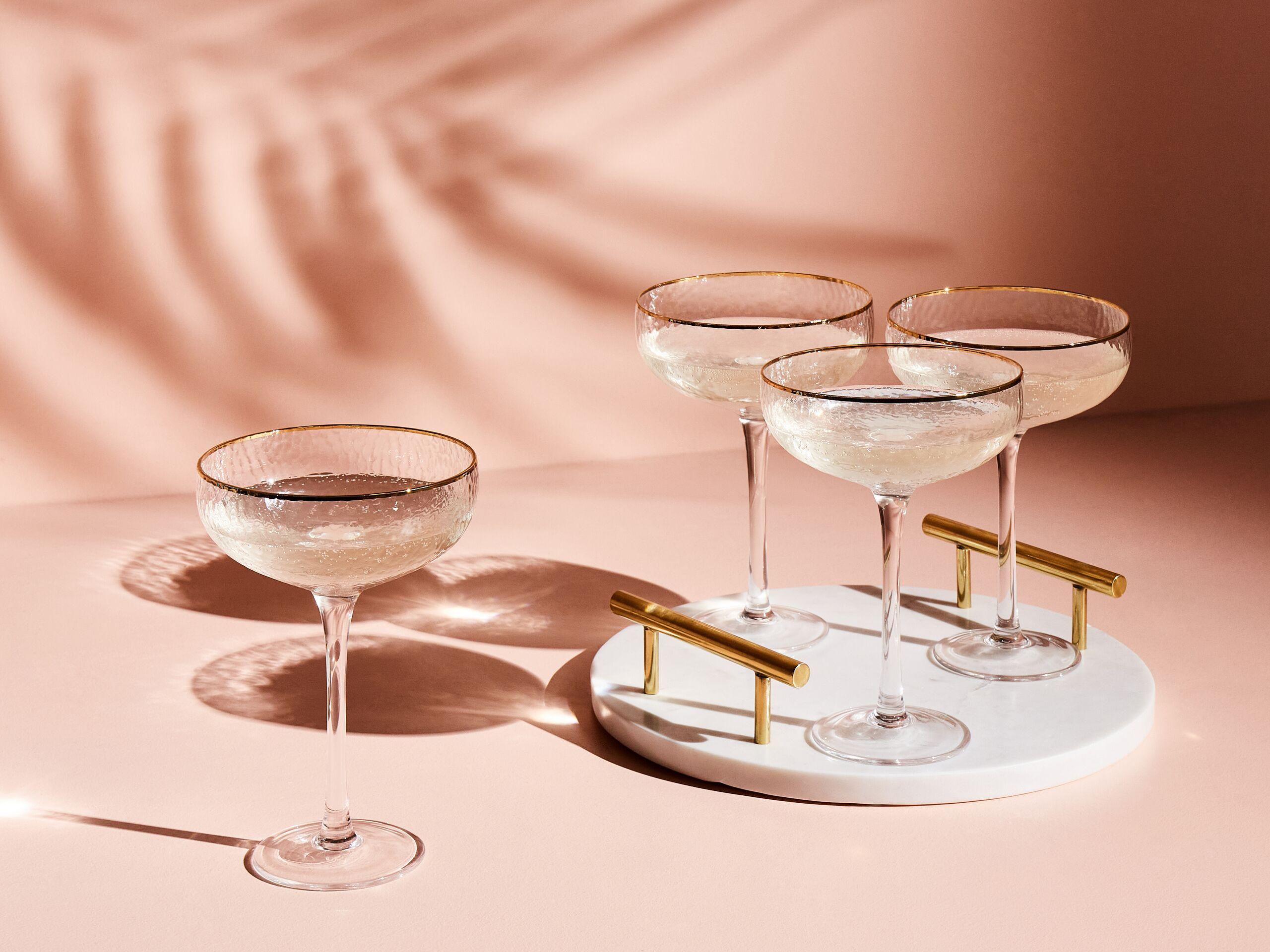 Beliani Lot de 4 coupes à champagne en Verre Rétro TOPAZ  