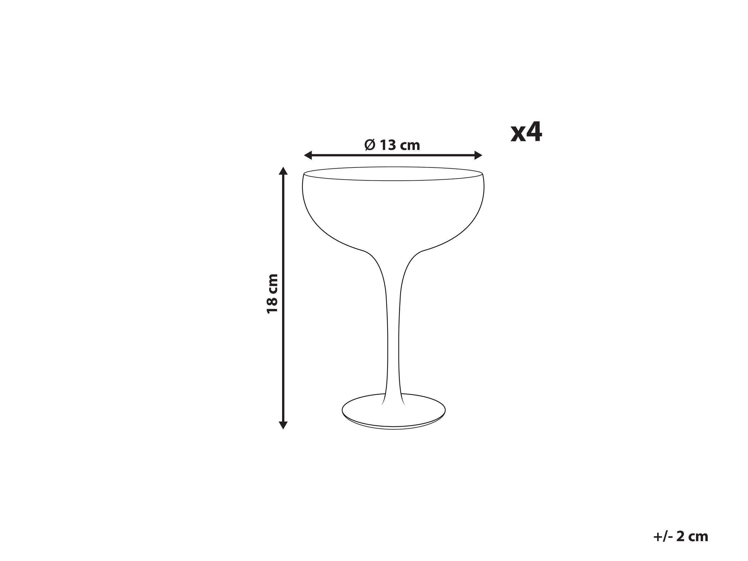 Beliani Lot de 4 coupes à champagne en Verre Rétro TOPAZ  