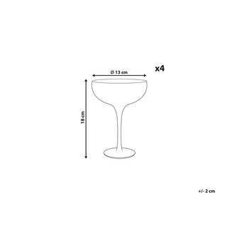 Beliani Champagnerschalen im 4er Set aus Glas Retro TOPAZ  