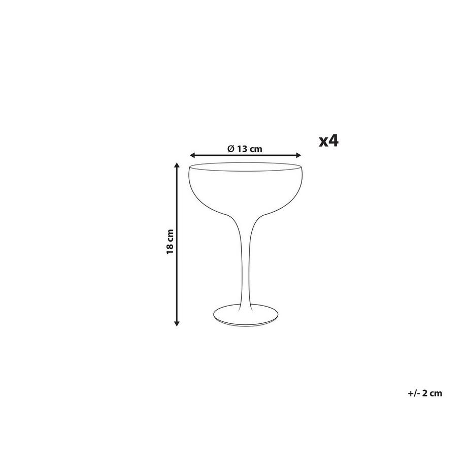 Beliani Champagnerschalen im 4er Set aus Glas Retro TOPAZ  