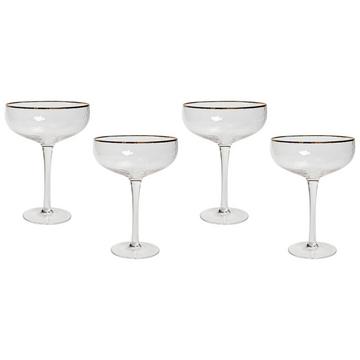 Champagnerschalen im 4er Set aus Glas Retro TOPAZ