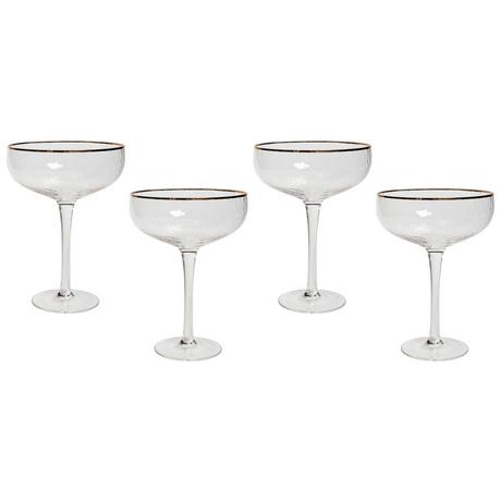 Beliani Champagnerschalen im 4er Set aus Glas Retro TOPAZ  