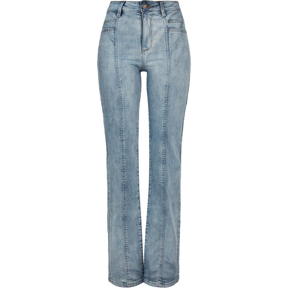 Jeans dritti a vita alta da donna con spacco Urban Classics