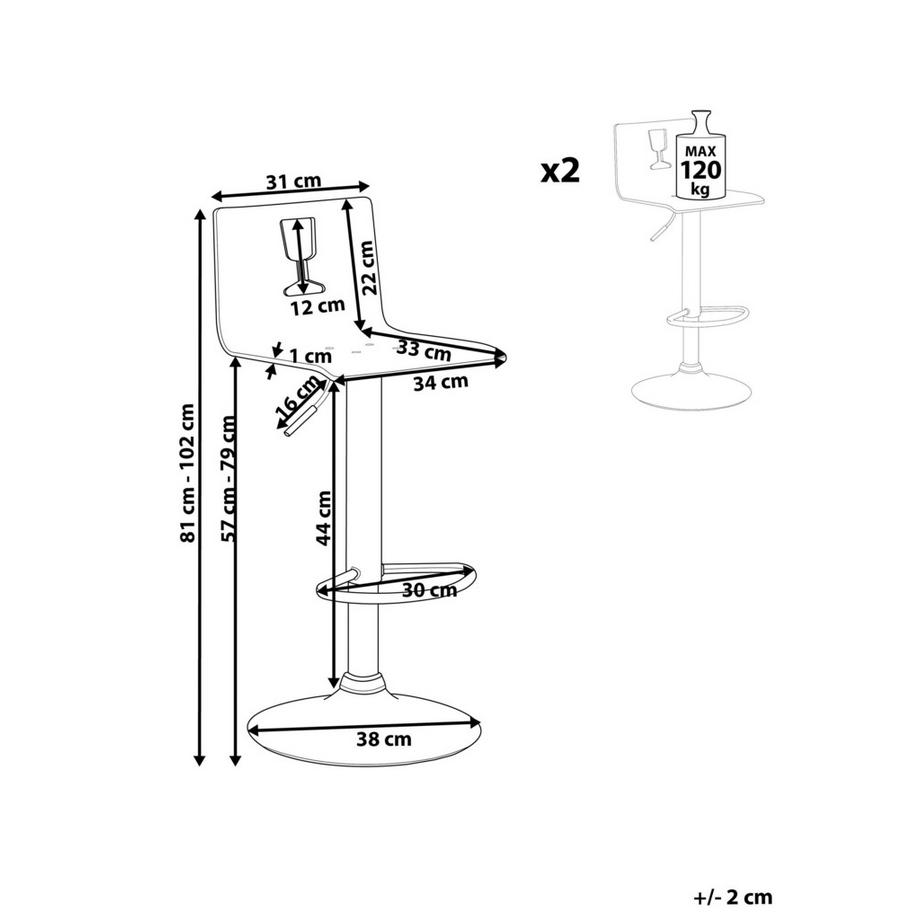 Beliani Lot de 2 chaises de bar en Acrylique Moderne BUSAN  