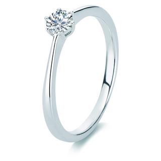 MUAU Schmuck  Solitär-Ring 585/14K Weissgold Diamant 0.25ct. 