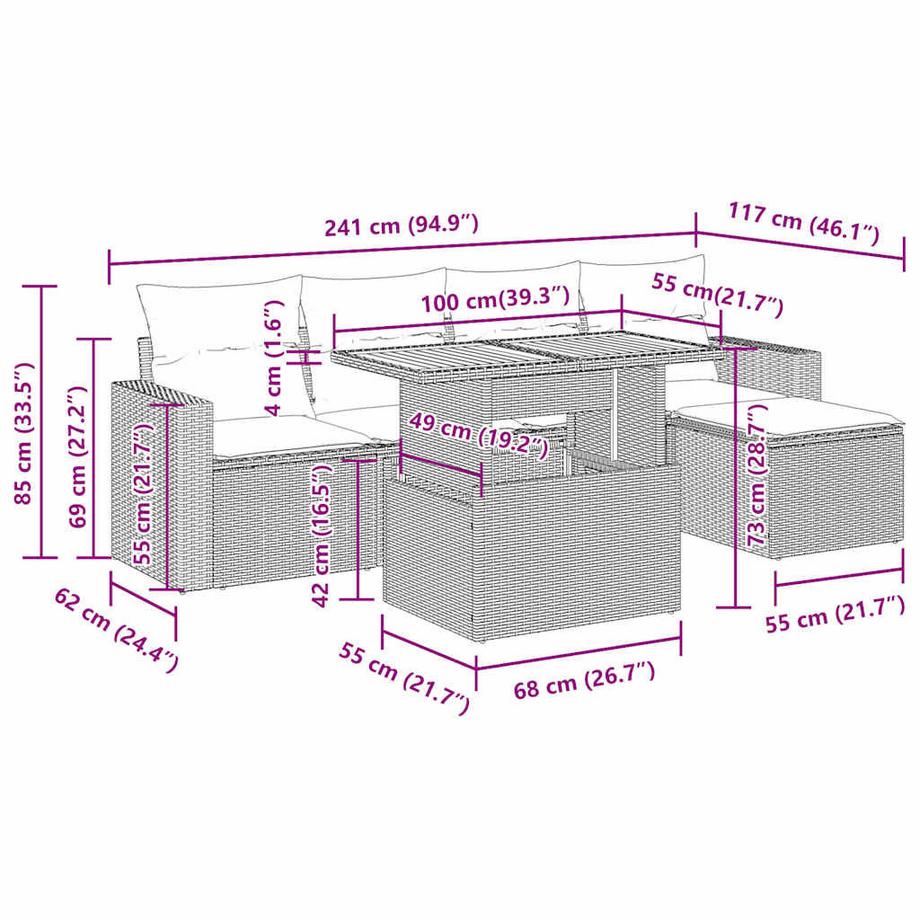 VidaXL Garten sofagarnitur poly-rattan  