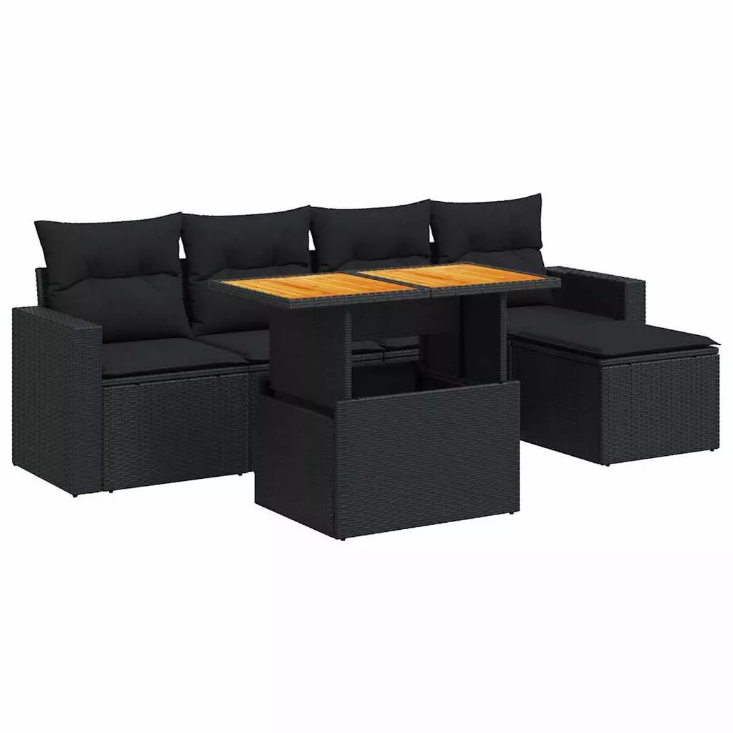 VidaXL - set di divani da giardino Polirattan, One Size, Nero