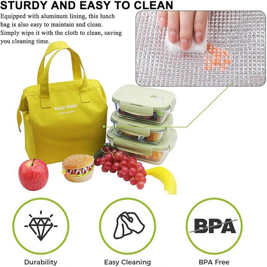 Only-bags.store  Isolierte Lunch Bag, einfache Bento Kühltasche, Lunch Tote Bag für Lunch Box, Erwachsene Picknick Arbeiten Wandern Strand Lunch Bag 
