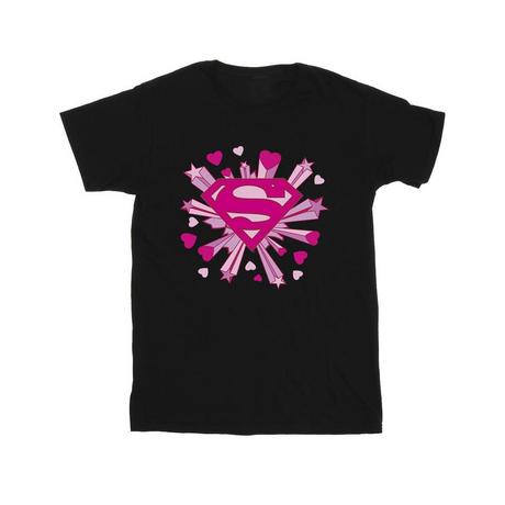 DC COMICS  Superman Pink Hearts And Stars Logo TShirt 