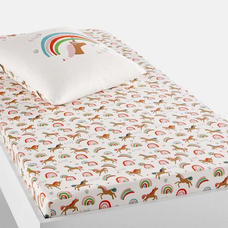 La Redoute Intérieurs Bio-Baumwolle Einhorn Fixleintuch  