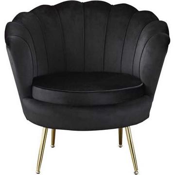 Fauteuil Shell en velours noir