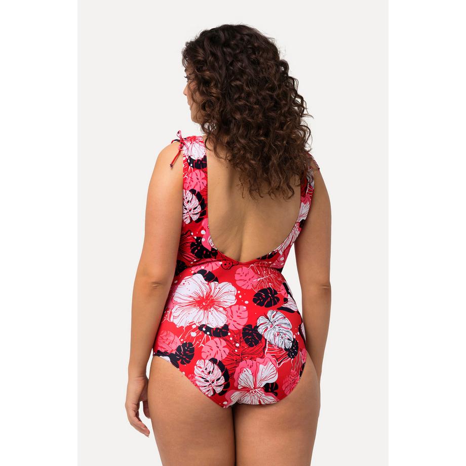 Ulla Popken Costume da bagno fiori hawaiani coppe morbide scollo a V  