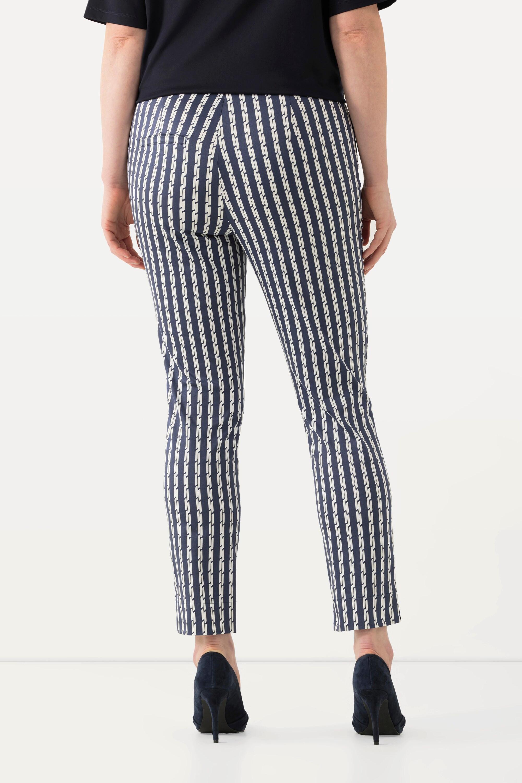 Ulla Popken  Pantalon Sienna en tissu bengaline, jambe étroite, taille élastique, stretch 