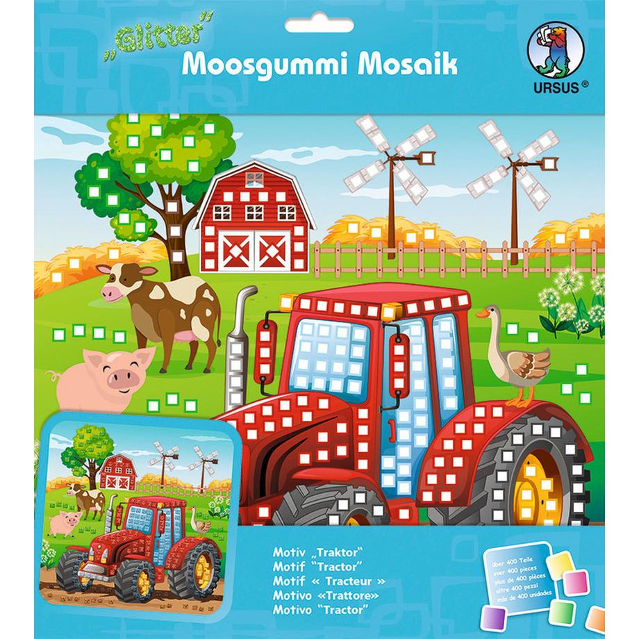 Ursus  URSUS Moosgummi Mosaik 8420017 Glitter Traktor 25x25cm 