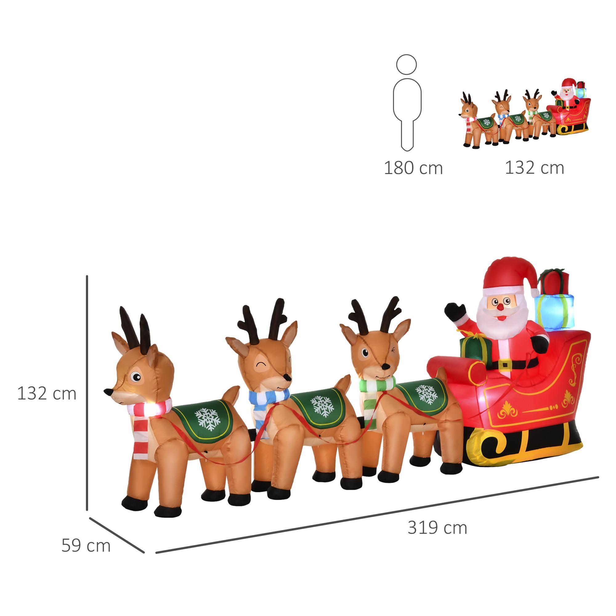 HOMCOM Aufblasbarer Weihnachtsmann auf Schlitte  