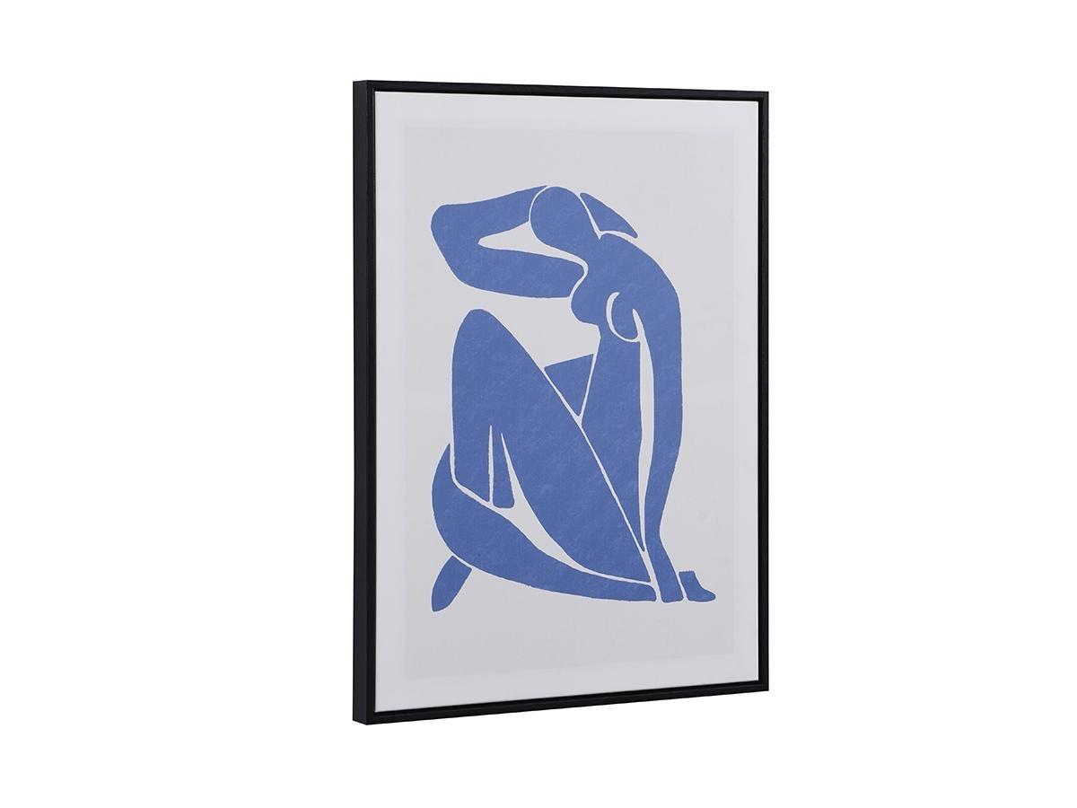 Vente-unique Tela stampata su telaio donna 60 x 80 cm Telaio in Legno Blu e Beige - LOLIA  