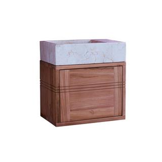 Tikamoon Mobile sottolavabo in teak massello con lavabo in marmo cream Basic  