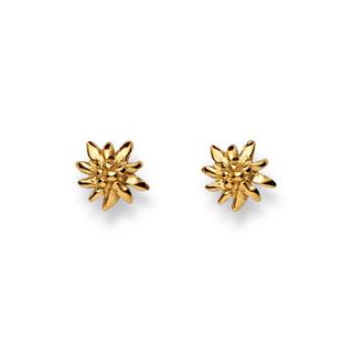 MUAU Schmuck  Ohrstecker Edelweiss Gelbgold 750, 8mm 