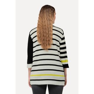 Ulla Popken  Pull col en V et manches 3/4, esprit colour block 