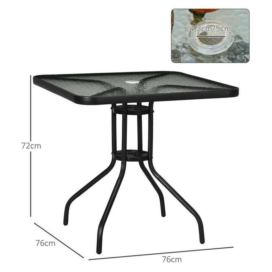 Northio Gartentisch Abnehmbar Metall 76x76 cm Wetterfest quadrarisch Balkontisch mit Schirmloch, rutschfest Buffettisch Campingtisch Terrassentisch für Outdoor Garten, Terrasse Balkon Schwarz Aosom  