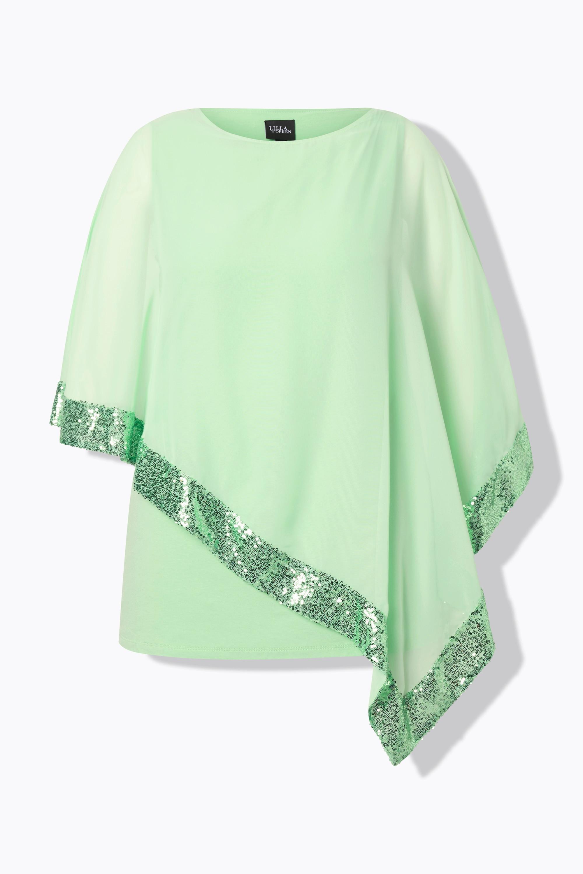 Ulla Popken  Blusa con mantellina di chiffon, scollo a barca e maniche a 3/4 