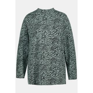 Ulla Popken  Pullover con design zebrato, colletto alto e maniche lunghe 