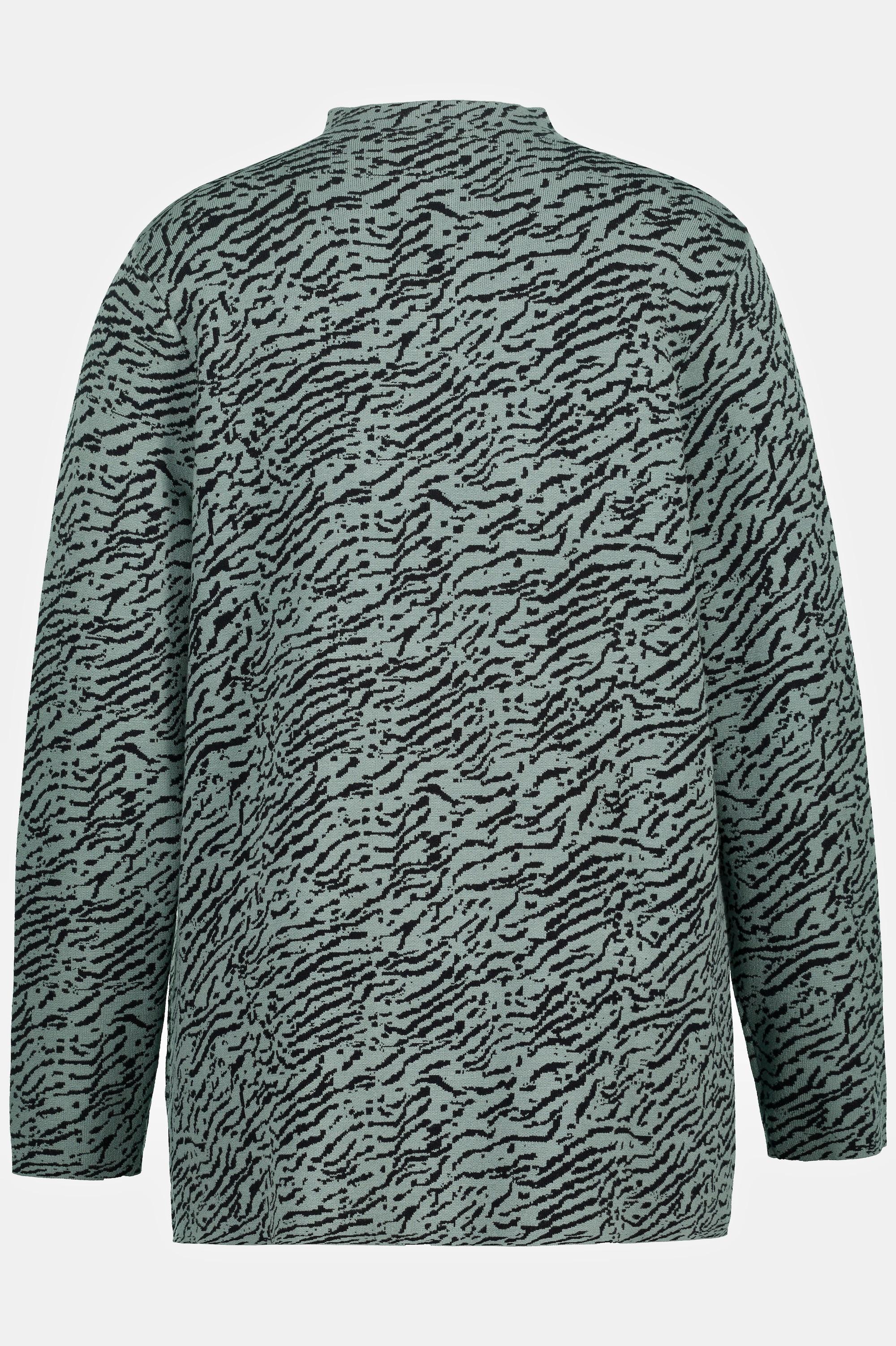 Ulla Popken  Pullover con design zebrato, colletto alto e maniche lunghe 