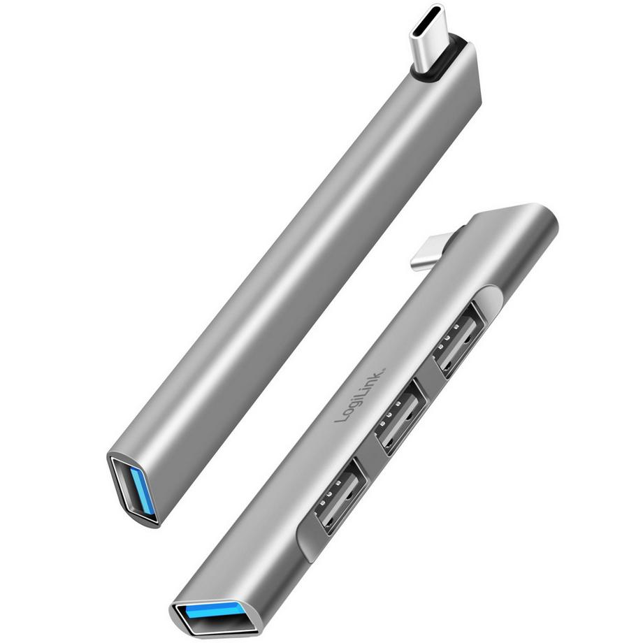 LogiLink  Hub USB-C ultra-fin à 4 ports : 1 USB-A3.0, 3 USB-A2.0 