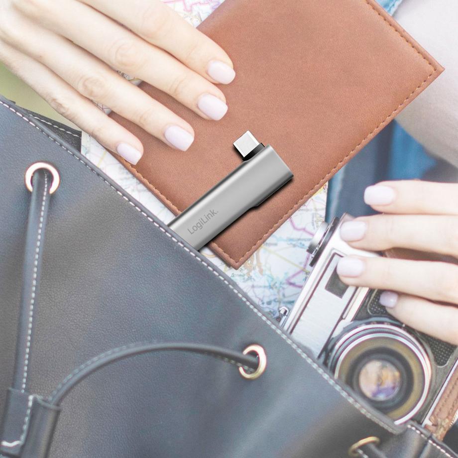 LogiLink  Hub USB-C ultra-fin à 4 ports : 1 USB-A3.0, 3 USB-A2.0 