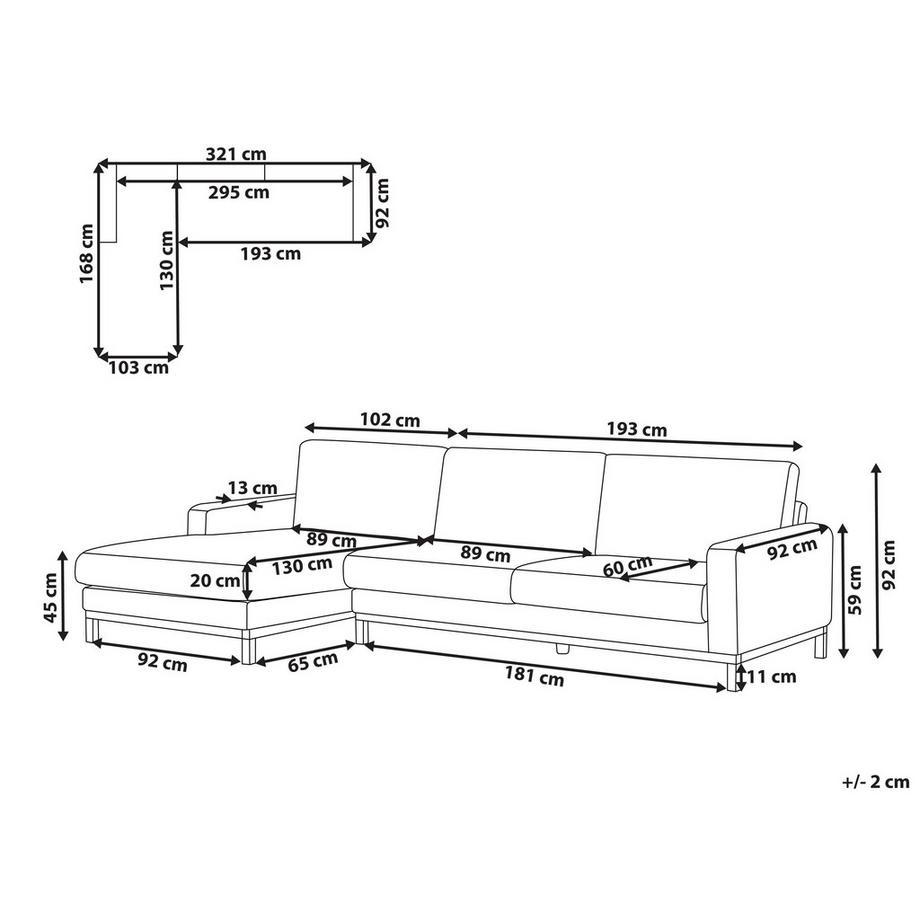 Beliani Divano angolare versione destra en Tessuto Moderno SIGGARD  