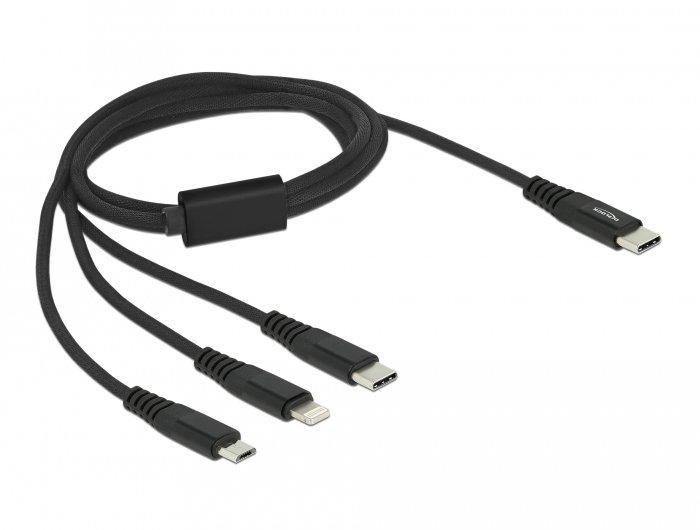 DeLock  87149 cavo USB 1 m USB 2.0 USB C USB C/micro-USB B/Lightning Nero 