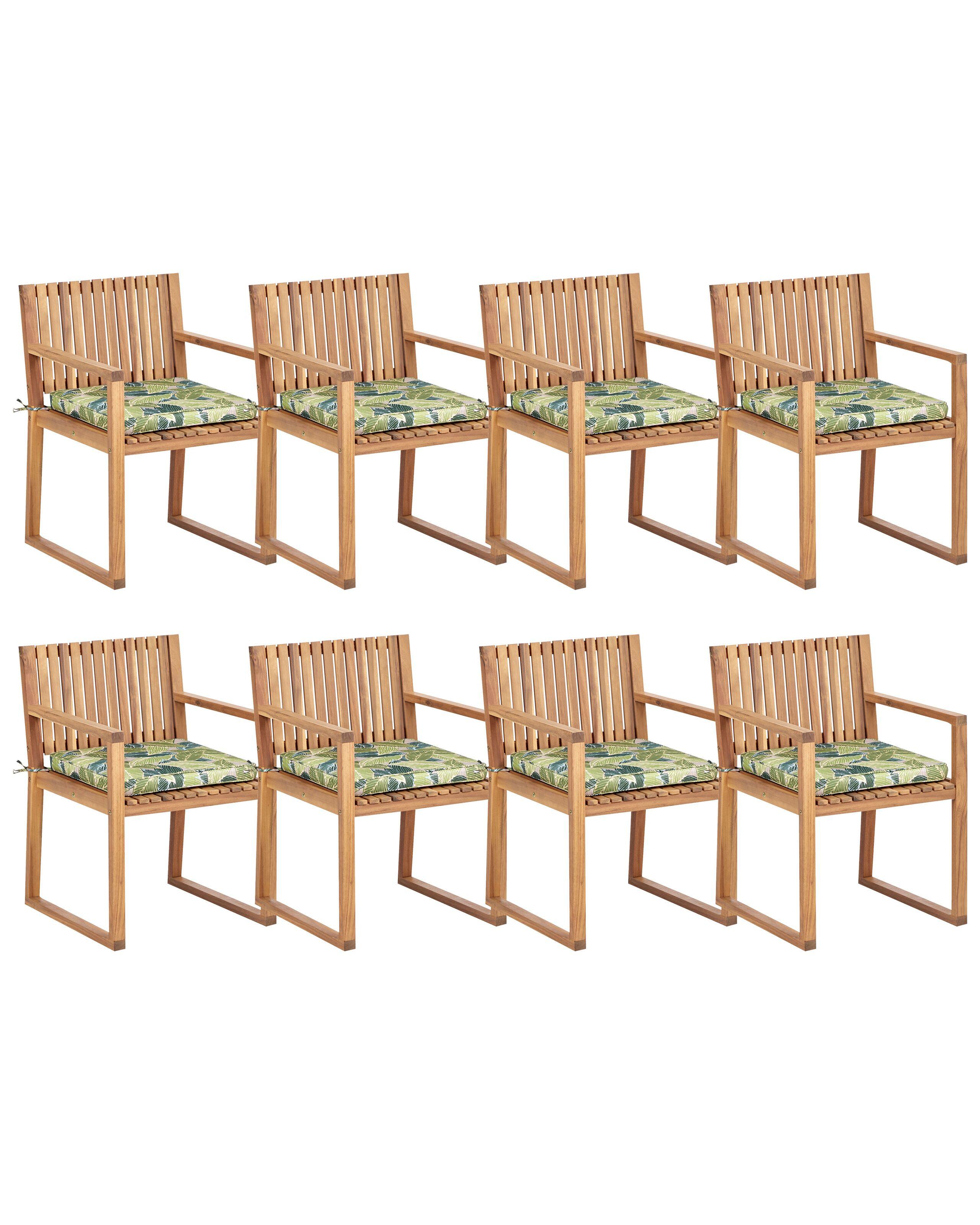 Beliani Lot de 8 chaises avec coussins en Bois d'acacia certifié FSC® Rustique SASSARI II  