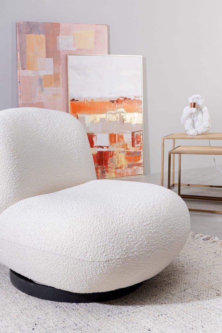 mutoni Fauteuil pivotant Margot bouclé blanc  