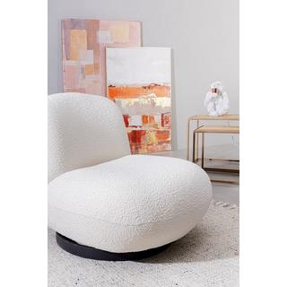 mutoni Fauteuil pivotant Margot bouclé blanc  