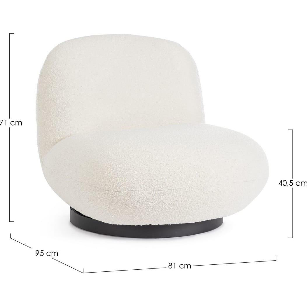 mutoni Fauteuil pivotant Margot bouclé blanc  